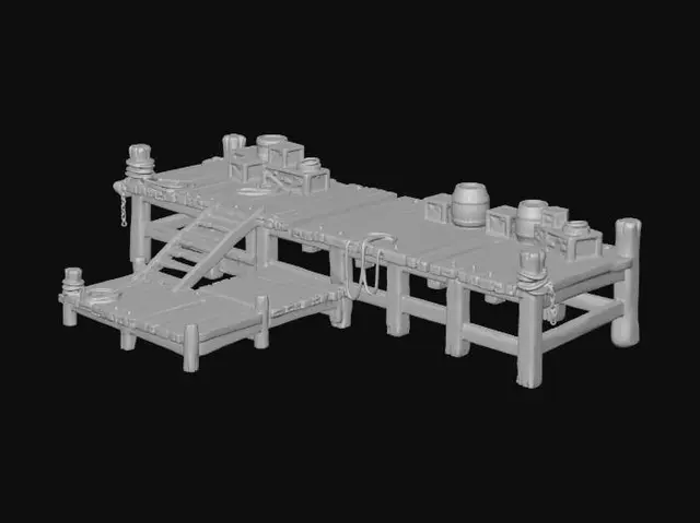 3D model for Weathered Wharf with Crates