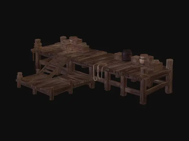 3D model for Weathered Wharf with Crates