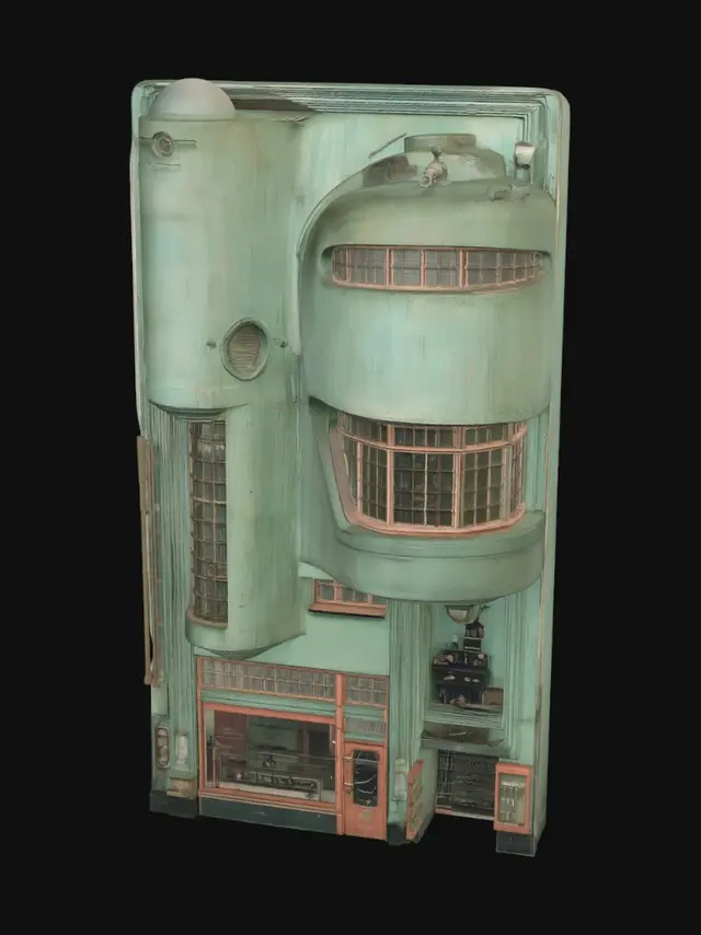 3D model for Green Art Deco Shopfront