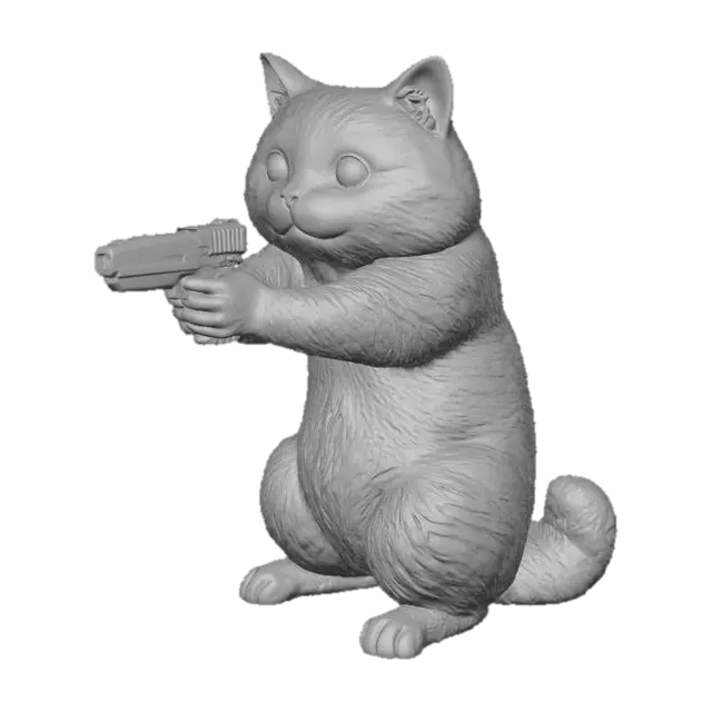 3D model for Armed and Adorable Kitten