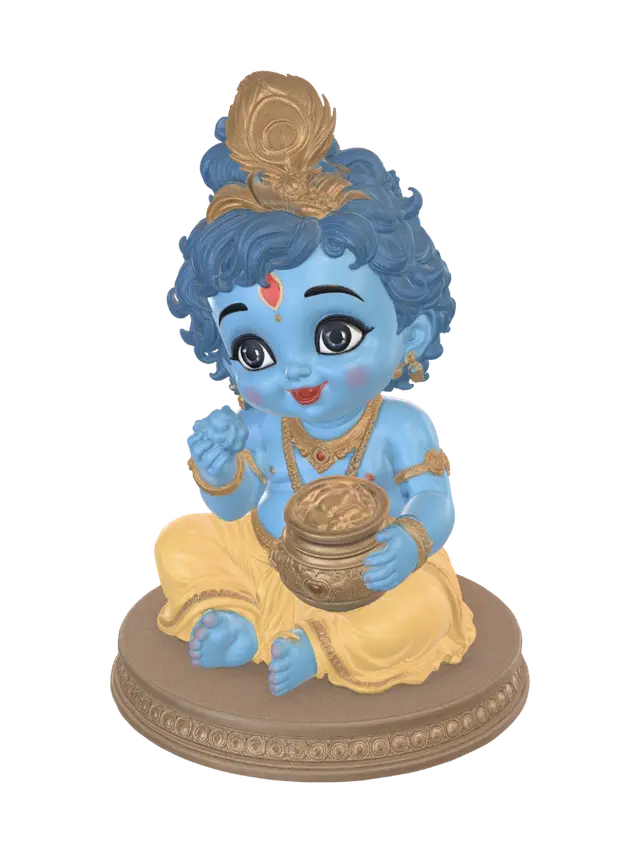 Baby Krishna with Butter pot - Devotional 3D model, vytvořený pomocí AI