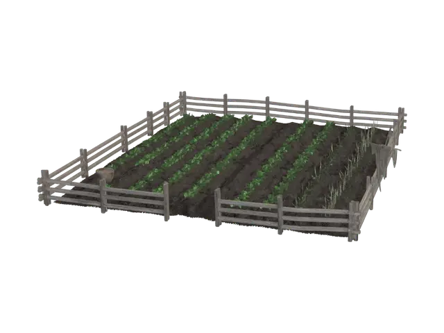 3D model for Fenced Garden Rows