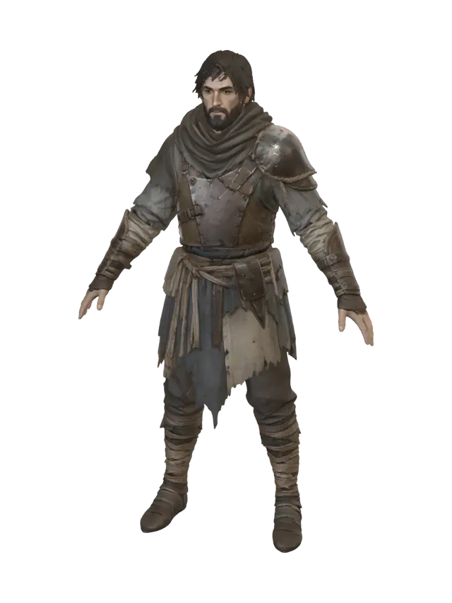 Ragged Knight of the Wastes 3D model, vytvořený pomocí AI