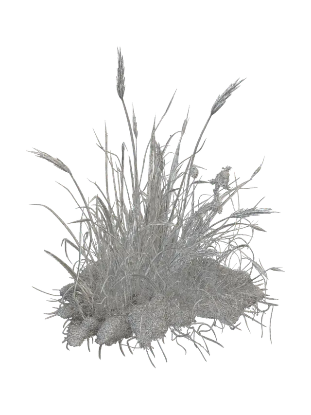 Frosted Grass Tuft 3D model, vytvořený pomocí AI