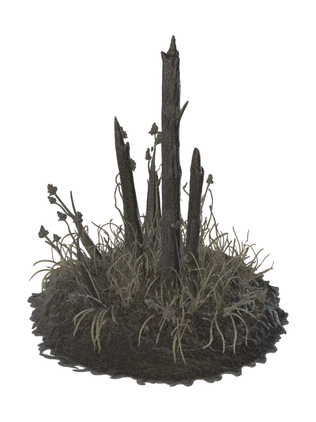 Ashen Thicket - Overgrowth 3D model, vytvořený pomocí AI