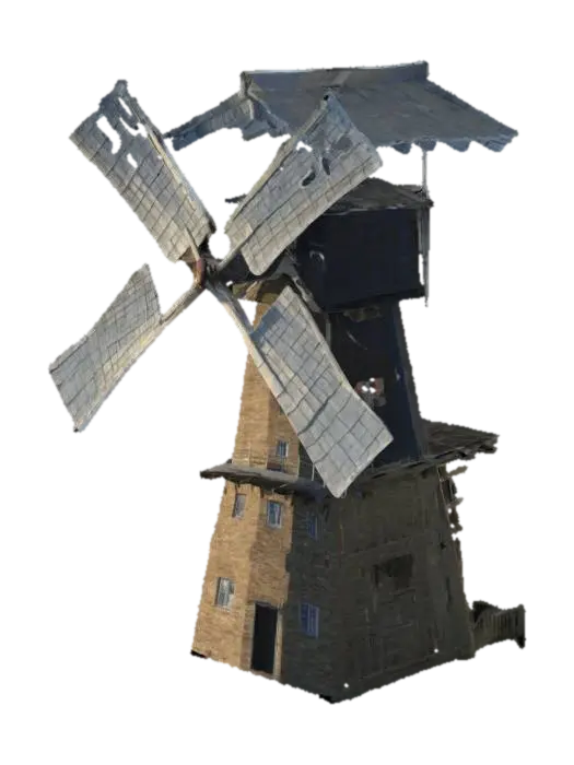 windmill 3D model, vytvořený pomocí AI