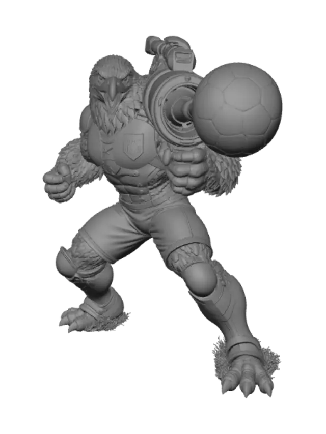 3D model for Patriotic Eagle with Rocket Cannon Shooting a Soccer Ball