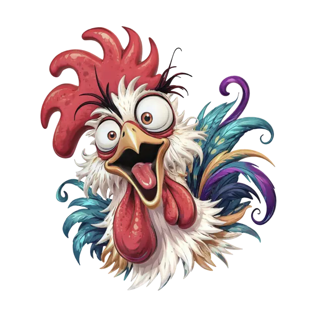 3D model for Crazy Rooster Sticker