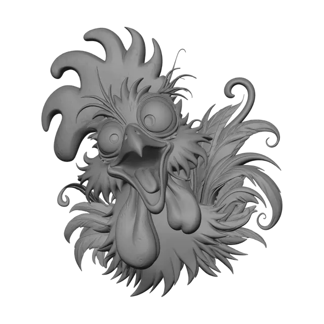 3D model for Crazy Rooster Sticker