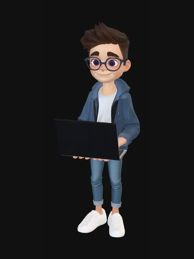 3D model for Young Coder with Laptop