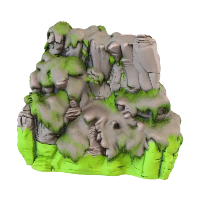 I want 3d assets for a kinda realistic game i wand a grass cliff with stone and grass… - It 3D model, vytvořený pomocí AI