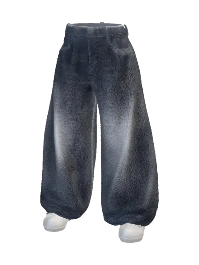 Baggy denim pants 3D model, vytvořený pomocí AI