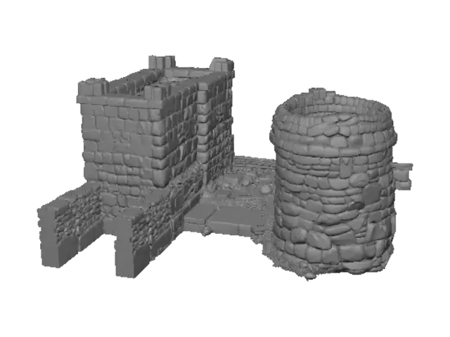 3D model for Desert Round Stone Tower Ruins