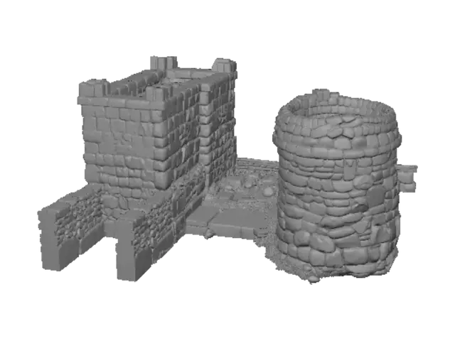 3D model for Desert Round Stone Tower Ruins
