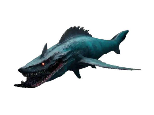 giant creepy water dragon shark leviathan 3D model, vytvořený pomocí AI
