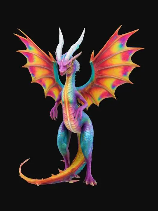 3D model for majestic psychedelic dragon lady 