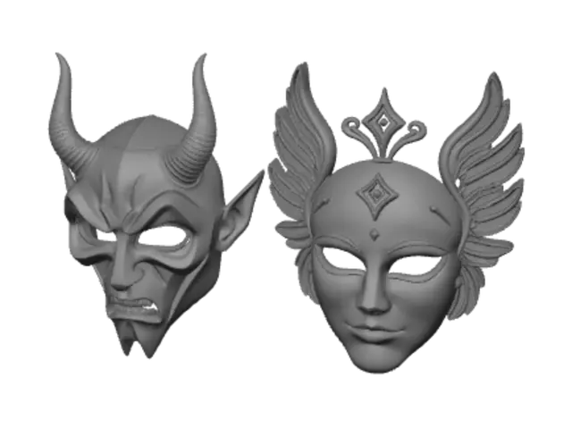 3D model for devil mask by an angel mask