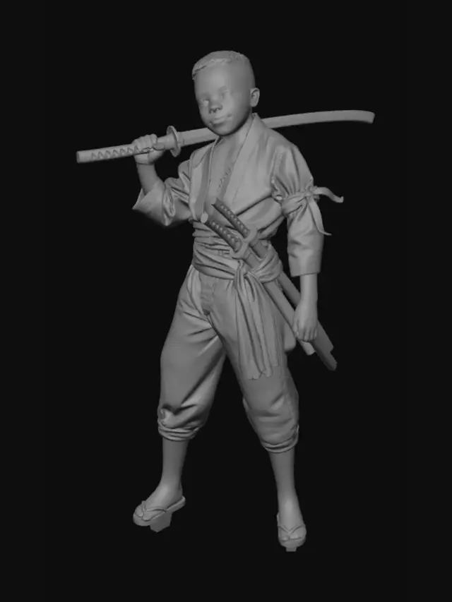 3D model for Young Samurai in a Green Gi