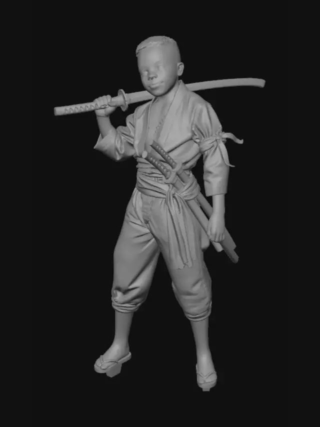 3D model for Young Samurai in a Green Gi