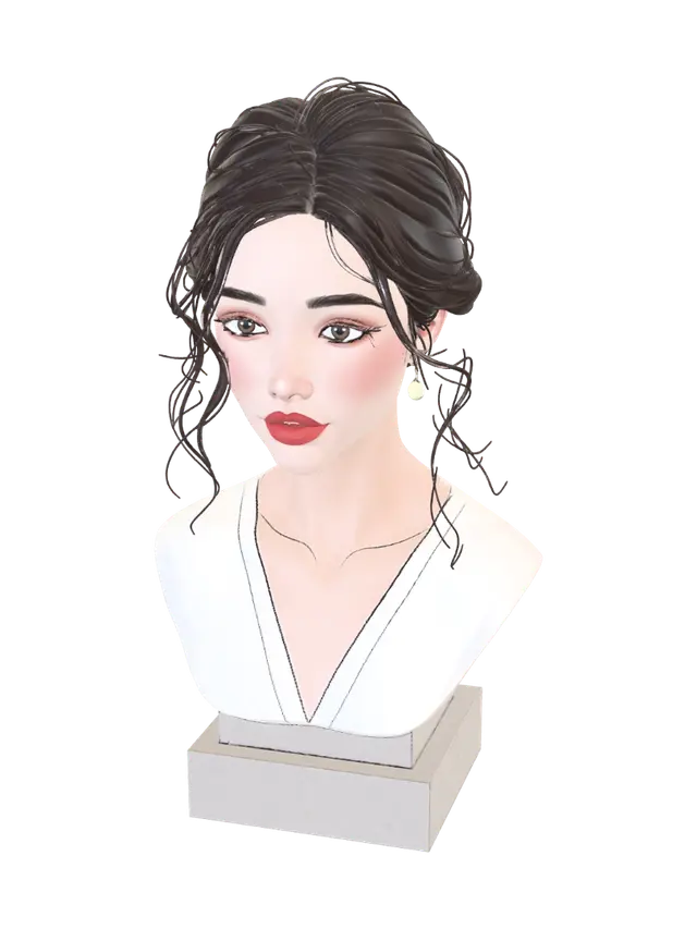 Portrait of a woman in white dress - Softlight 3D model, vytvořený pomocí AI