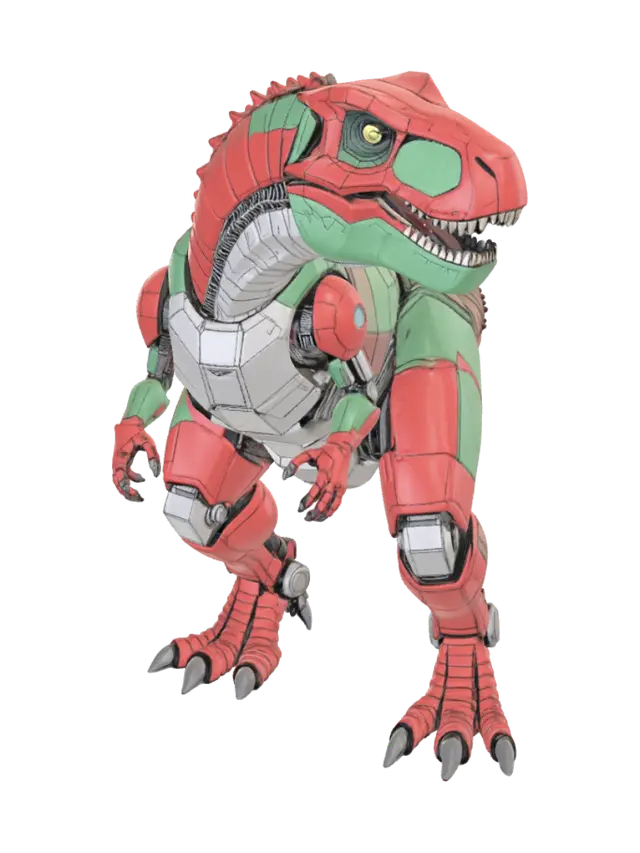 Mecha Rex 3D model, vytvořený pomocí AI