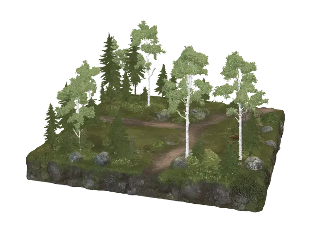 3D model for Trail Through a Woodland Island