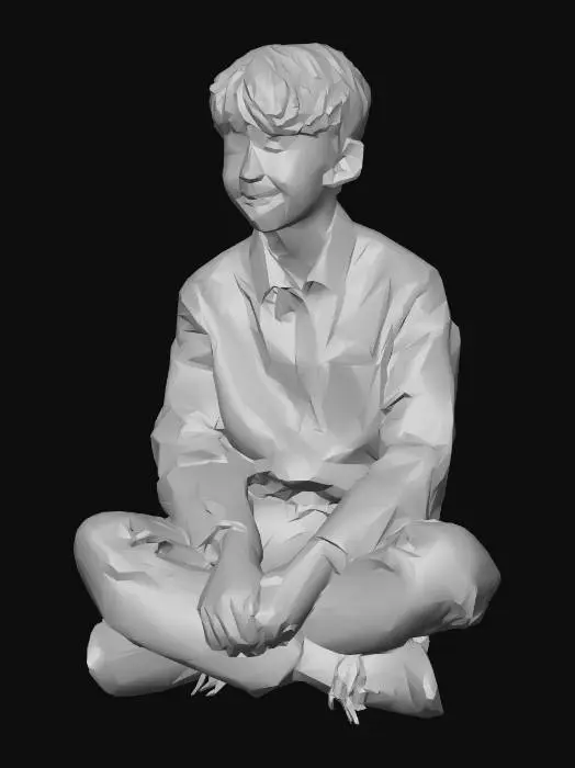 3D model for Smiling Boy in White Shirt
