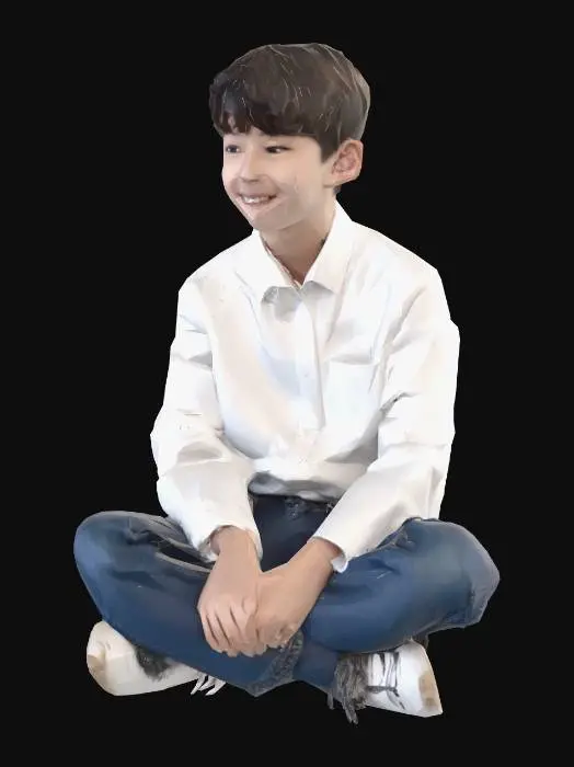 3D model for Smiling Boy in White Shirt
