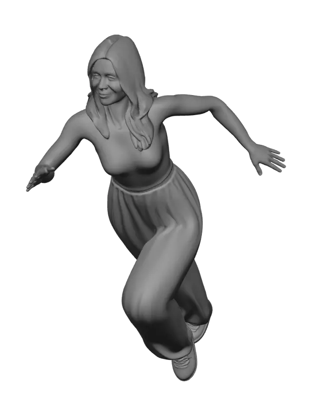 3D model for T-Pose Woman in White Tank Top and Green Pants