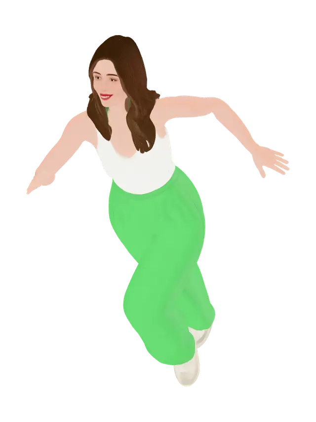 3D model for T-Pose Woman in White Tank Top and Green Pants
