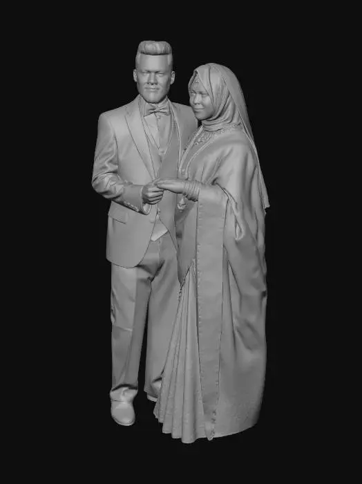 3D model for Bride and Groom in Traditional Wedding Attire