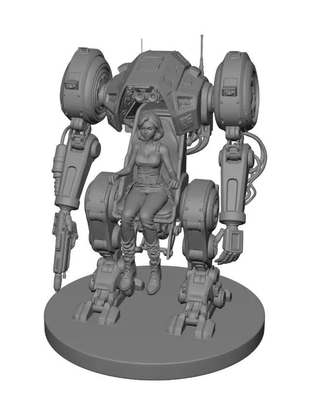 3D model for Crimson Pilot in a Battle Mech