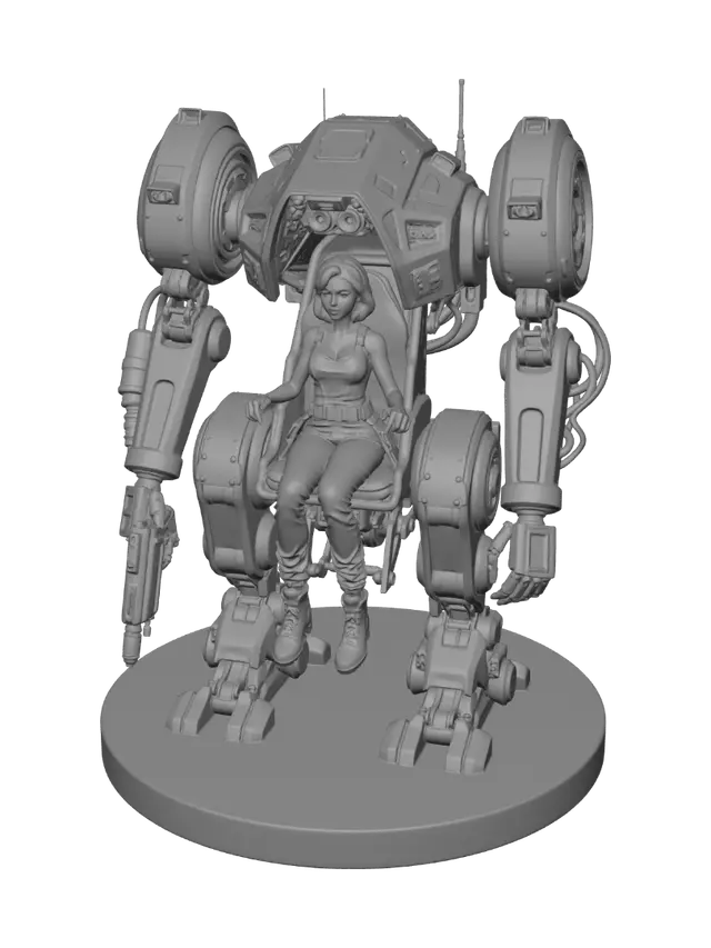 3D model for Crimson Pilot in a Battle Mech