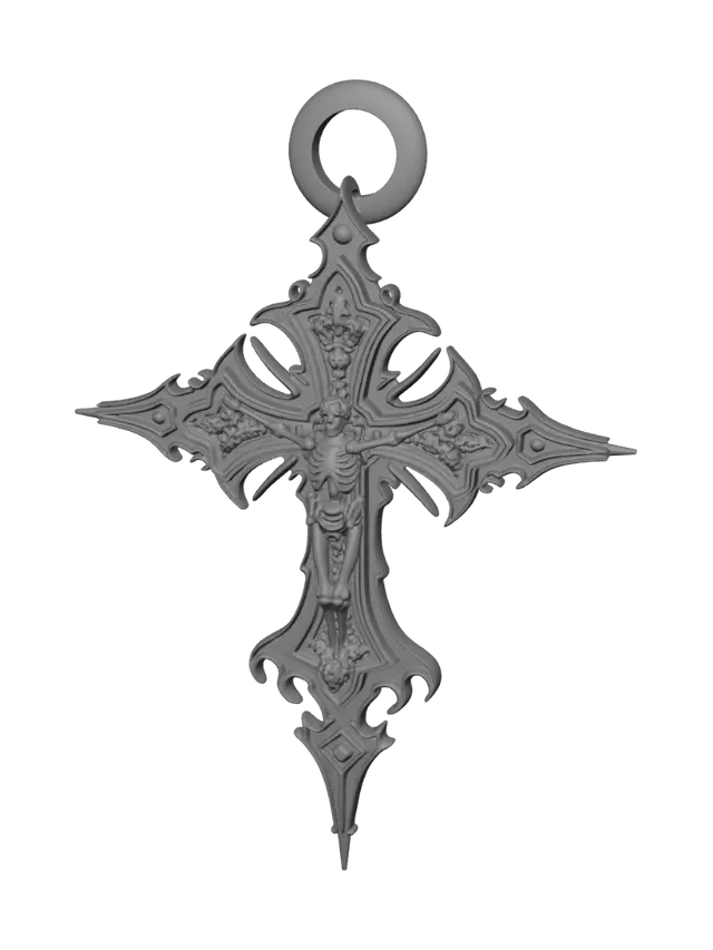 3D model for Ornate Gothic Cross Pendant