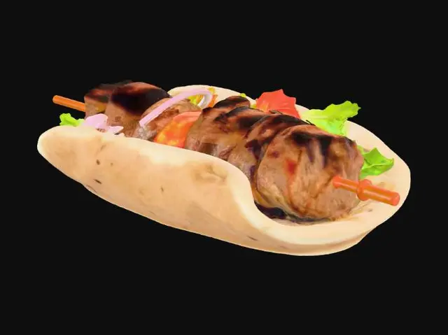 3D model for Wygeneruj mi kebaba, z widocznym mięskiem i surówką, w klasycznym wydaniu