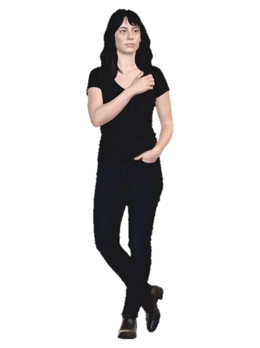 Contemplative in Black 3D model, vytvořený pomocí AI