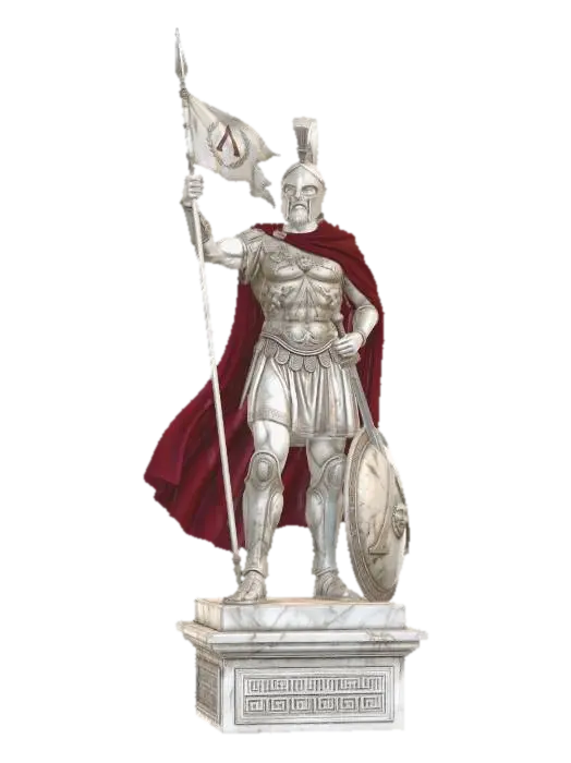 Spartan Hoplite with Spear and Shield 3D model, vytvořený pomocí AI