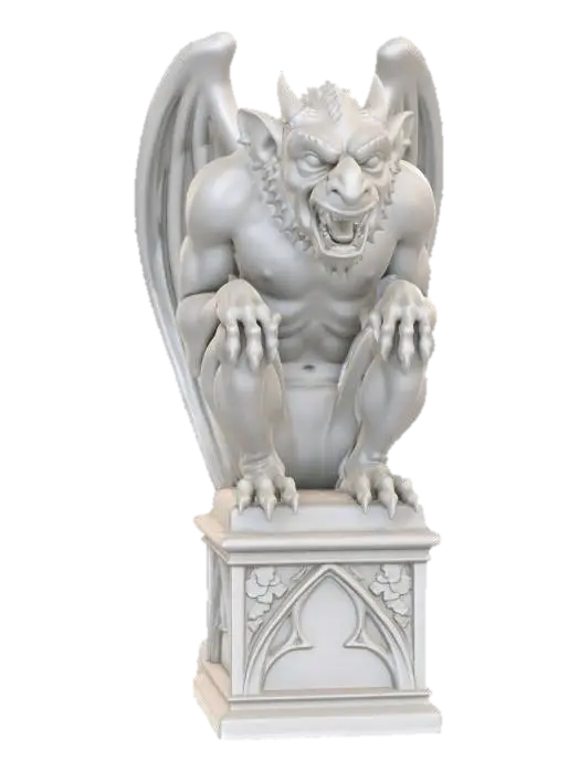 Gargoyle on a Gothic Pedestal 3D model, vytvořený pomocí AI