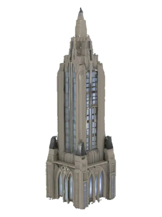 Please create a Superman The Animated Series Art Deco Inspired Skyscraper - Metropolis 3D model, vytvořený pomocí AI