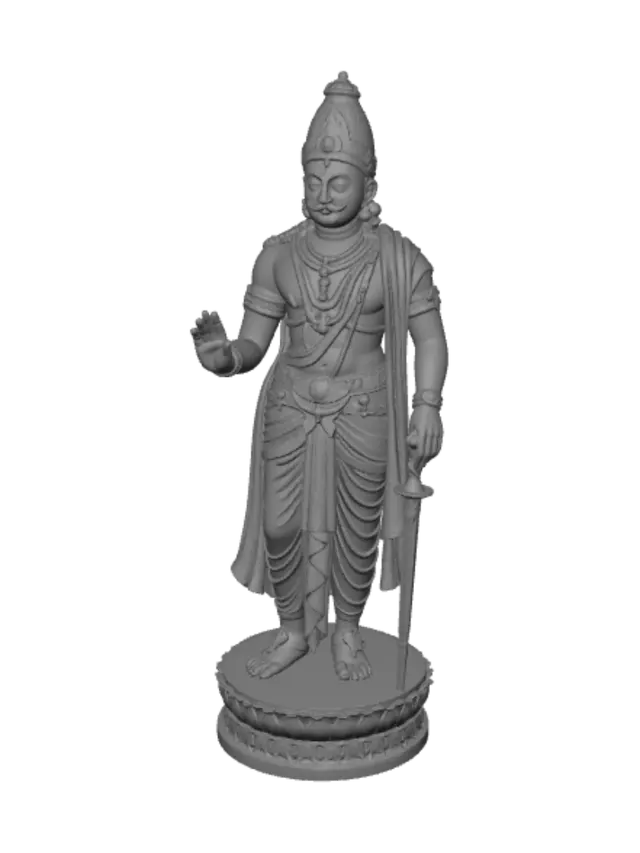 3D model for Bronze Hindu Warrior Deity with Sword