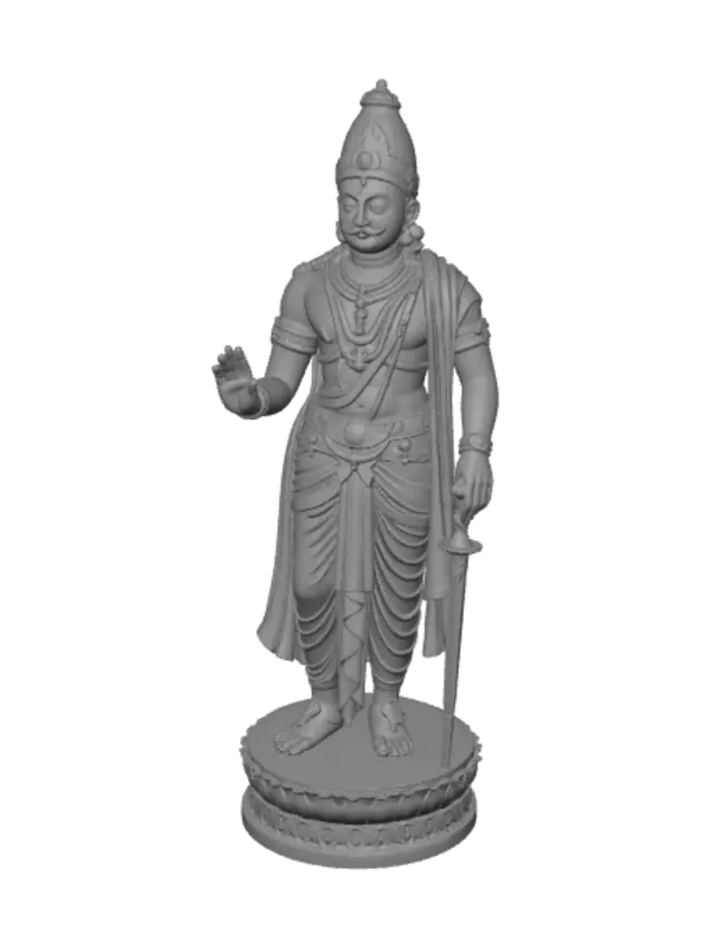 3D model for Bronze Hindu Warrior Deity with Sword