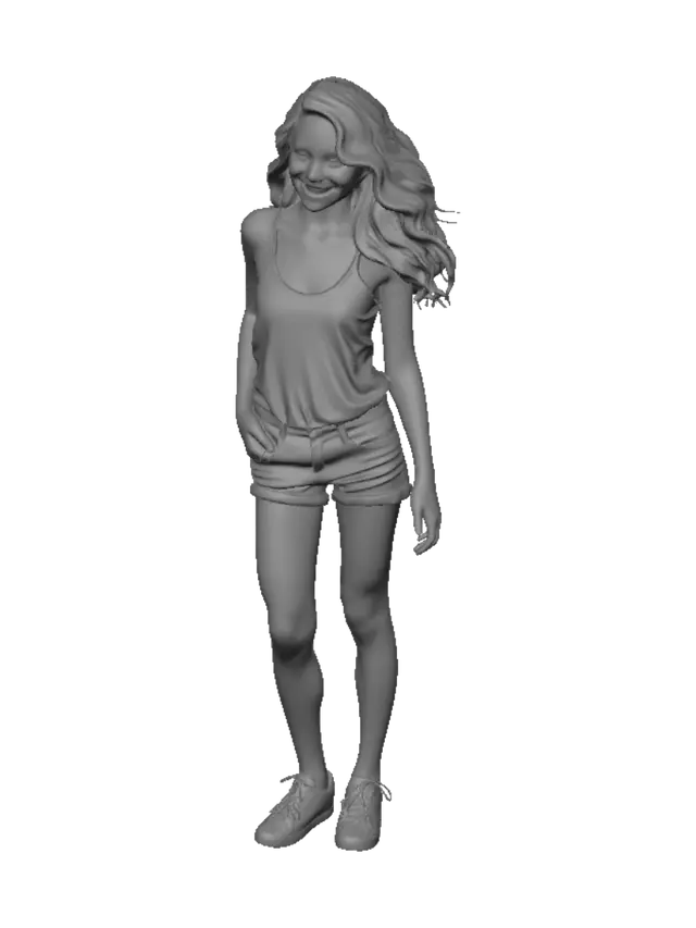 3D model for Make a model of a american teen girl with wavy hair in a tank top