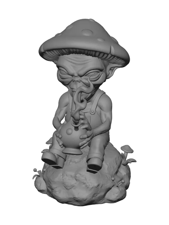 3D model for An alien garden gnome smoking a bong