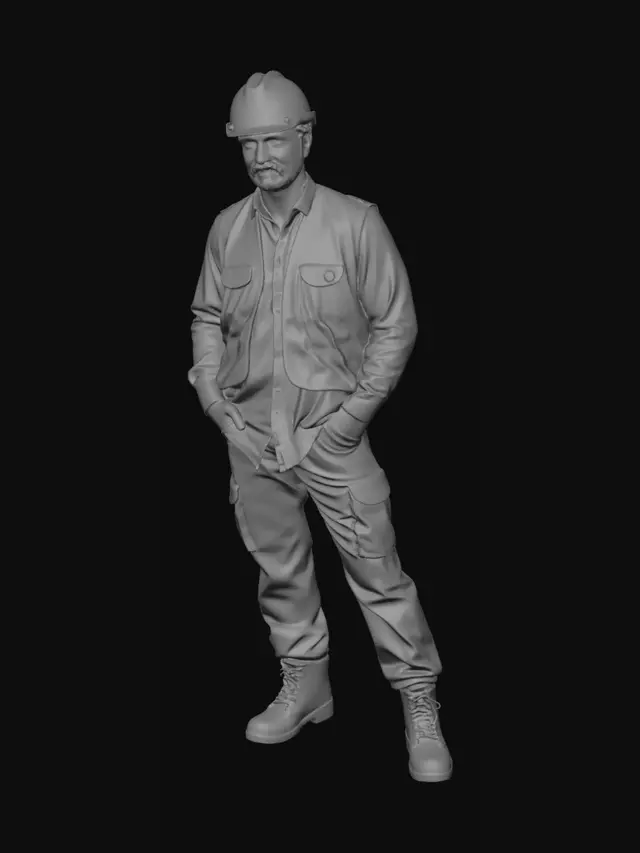 3D model for Prompt:

Full body modern construction worker, standing in neutral A-pose, realistic human proportions, yellow safety helmet, orange reflective safety vest, blue work shirt, brown cargo work pants, leather work boots, utility belt with tools, construction site professional, highly detailed clothing folds, realistic fabric textures, realistic face, game-ready character design, clean topology reference, front view, centered composition, isolated character, plain white background, studio lighting, ultra sharp details, photorealistic, 8k quality, no text, no watermark, no extra objects, no tools in hands, complete body visible from head to toe, character sheet quality, suitable for image-to-3D conversion, Unreal Engine and Unity style asset.

Negative Prompt:

multiple characters, cropped body