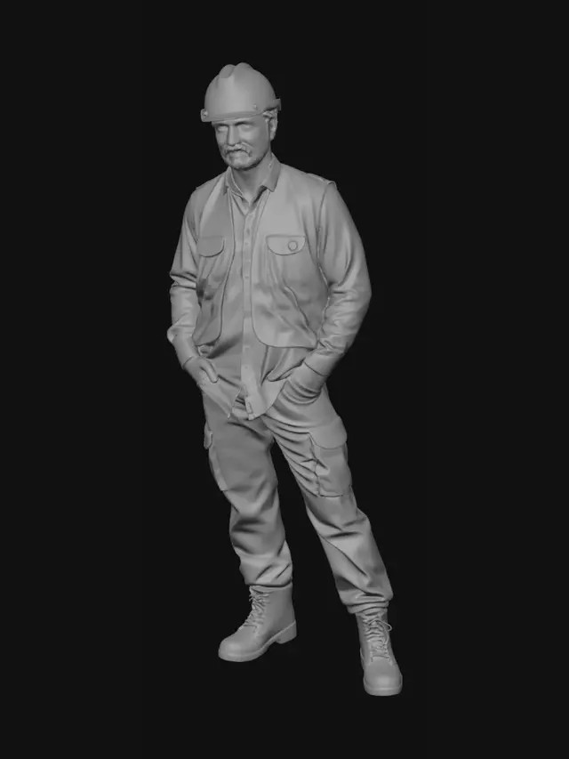 3D model for Prompt:

Full body modern construction worker, standing in neutral A-pose, realistic human proportions, yellow safety helmet, orange reflective safety vest, blue work shirt, brown cargo work pants, leather work boots, utility belt with tools, construction site professional, highly detailed clothing folds, realistic fabric textures, realistic face, game-ready character design, clean topology reference, front view, centered composition, isolated character, plain white background, studio lighting, ultra sharp details, photorealistic, 8k quality, no text, no watermark, no extra objects, no tools in hands, complete body visible from head to toe, character sheet quality, suitable for image-to-3D conversion, Unreal Engine and Unity style asset.

Negative Prompt:

multiple characters, cropped body