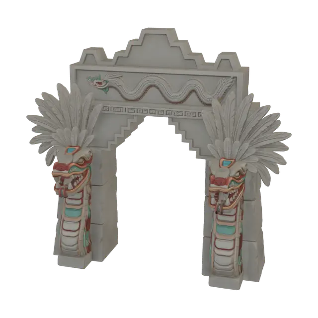 Feathered Serpent Gateway - Lintel-3D-modell, genererad av AI