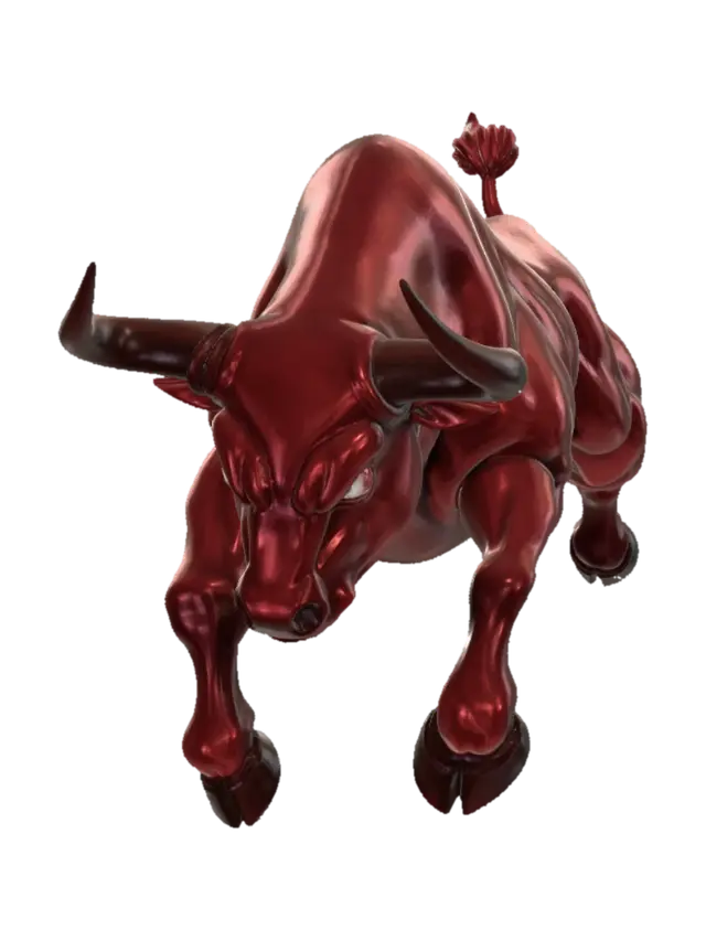 Crimson Charging Bull 3D model, vytvořený pomocí AI