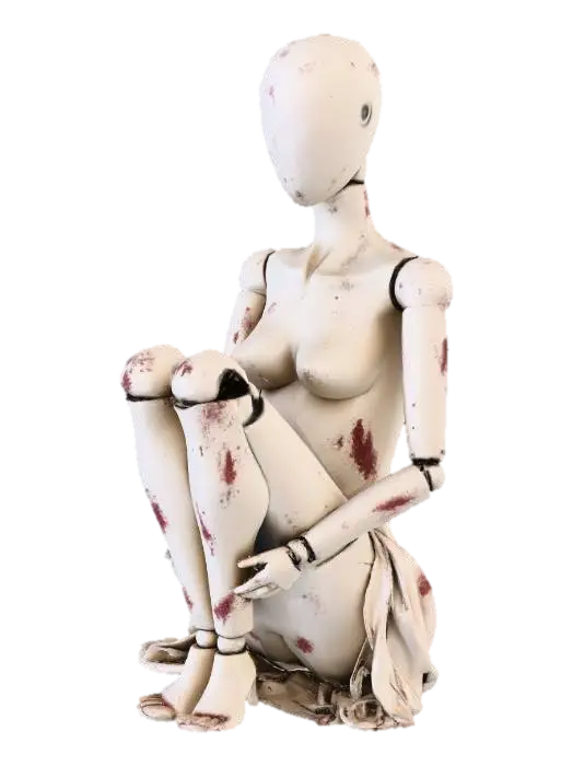 create a high detailed & hd bottom half of a mannequin sitting with it's legs crossed.… 3D model, vytvořený pomocí AI