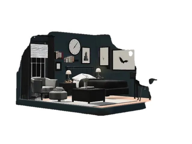 Nocturnal Modern Bedroom - Cosy 3D model, vytvořený pomocí AI