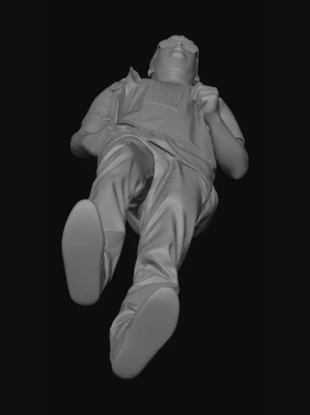 3D model for Hiker in a Blue T-Shirt in a Green Field
